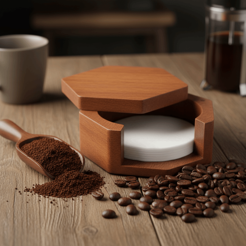 Solid Wood Hexagonal Coffee Fi - Coffee Equipment Organizer ulasan dan harga