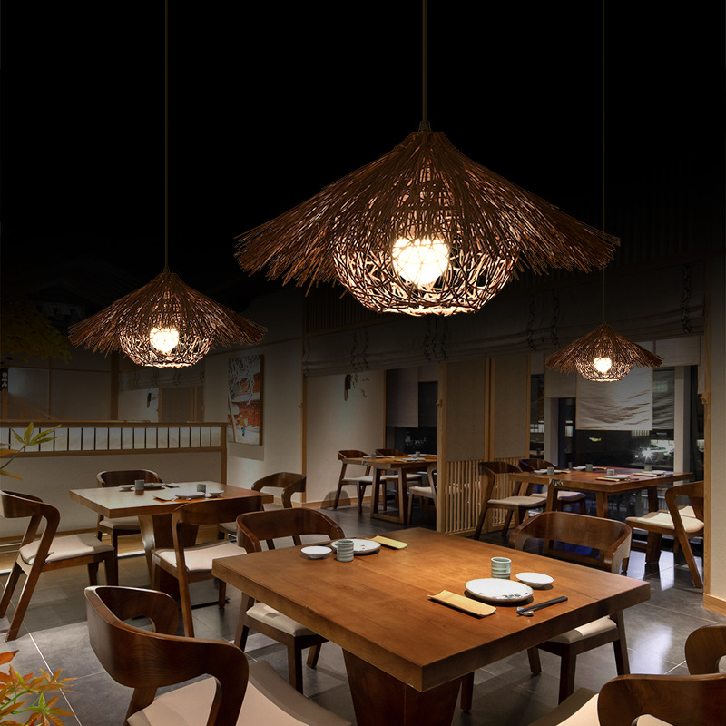 Creative Rattan Woven Chandeli - Vintage Coffee Equipment ulasan dan harga